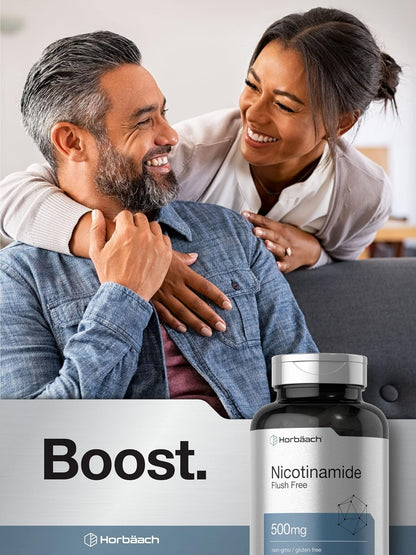 Horbäach Nicotinamide 500mg | 180 Capsules | Flush Free Food Supplement