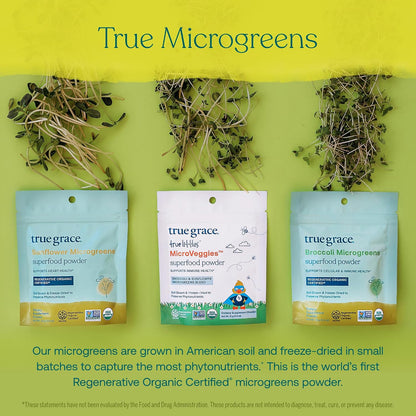 True Grace Broccoli Microgreens - Daily Superfood Powder, Regenerative Organic Certified, 11 g (30 Servings)