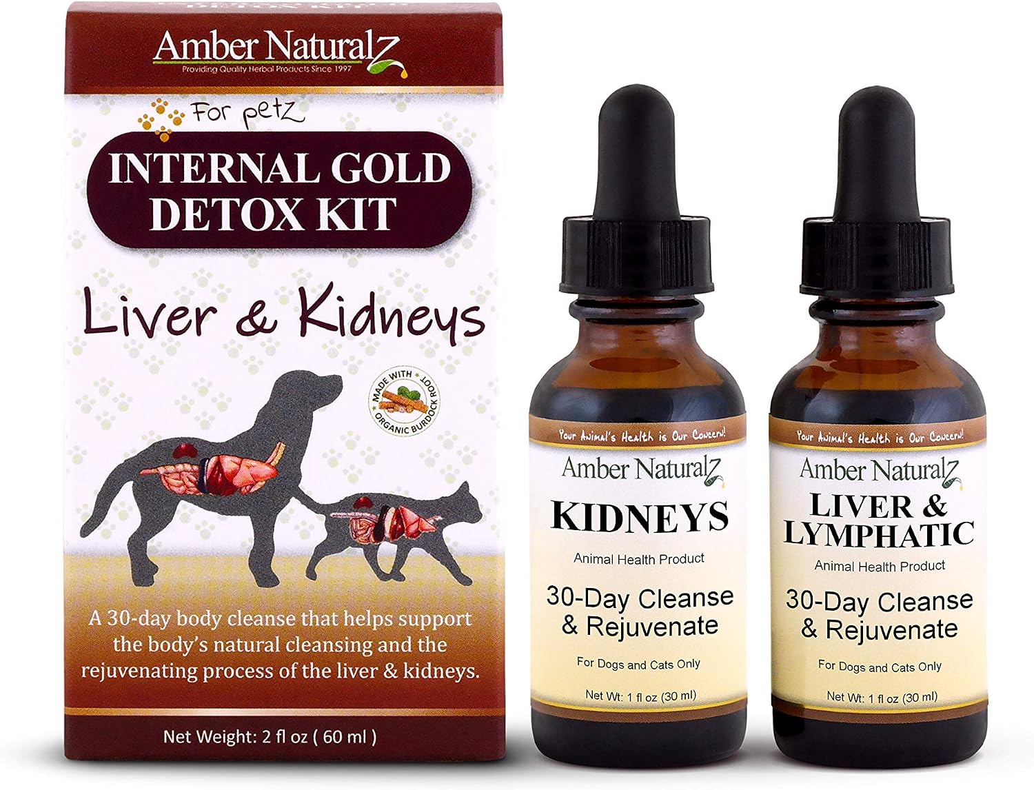 AMBER NATURALZ Internal Gold Detox Kit for Pets – Herbal Liver and Kidney Support - görsel 1