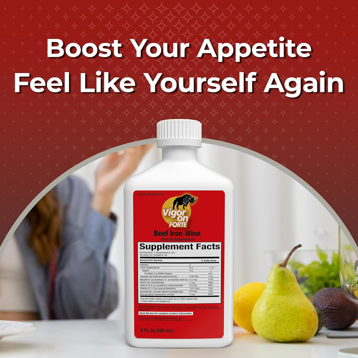 VIGORON FORTE Appetite Booster – Iron Supplement with Vitamin B Complex, B12 & Multivitamin Energy Support – 180 ml - görsel 2