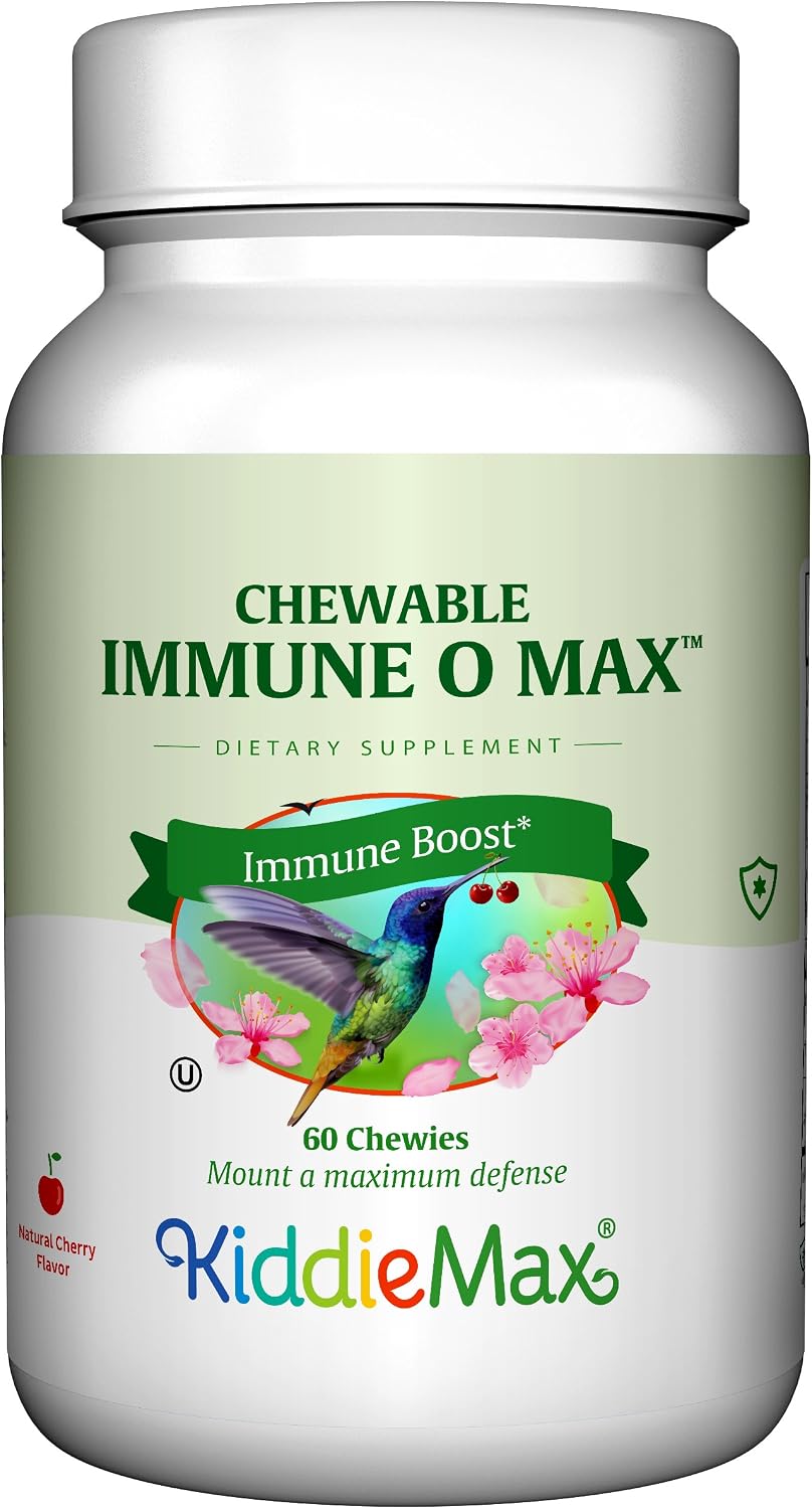 Maxi Health Chewable Immune Support Booster Blend, Vitamin C, Elderberry, Zinc, EpiCor, Glutathione - Immuno-O-Max - Chewable Vitamins for Kids and Adults - 60 Cherry Flavoured Chewable Tablets - görsel 1