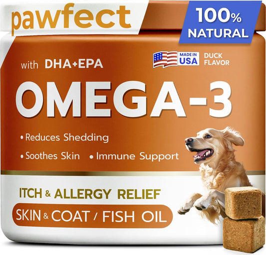 Fish Oil Omega 3 for Dogs - Allergy Support - Joint Health - Skin and Coat Supplement - Alaskan Salmon Oil Chews - Omega 3 6 9 - EPA & DHA Fatty Acids