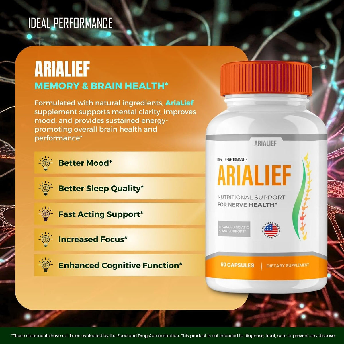 Arialief Brain Supplements for Memory and Focus Capsules (60 Capsules) - görsel 4