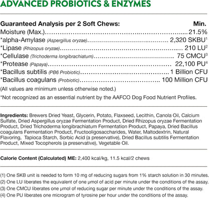 NaturVet Advanced Probiotics & Enzymes PB6 Dog Soft Chews - Hickory Smoked Bacon Flavour, 70 Chews