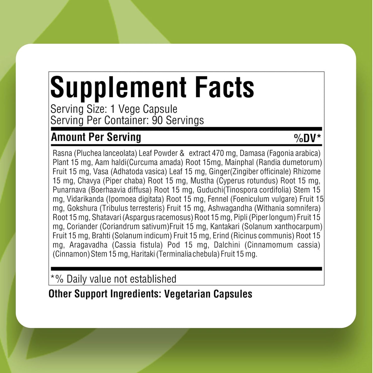 Maha Rasnadi Kwath Ayurvedic Herbal Supplement – 90 Veg Capsules, 800mg - görsel 3