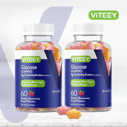 Viteey Glucose Gummies – 4g Carbohydrates, Fast-Acting, Vegan & Gluten-free, 120 Count