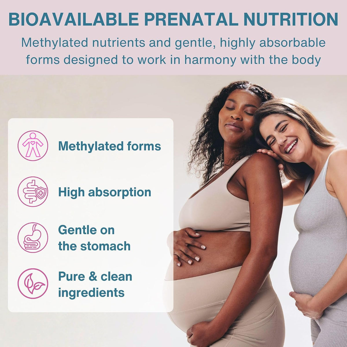 Igennus Methylated Prenatal Multivitamin for Women – Folate for MTHFR, High Absorption, Pure & Clean, Gentle Iron, Choline, Calcium & Magnesium, Vegan, Non-GMO, 60 Tablets - görsel 2