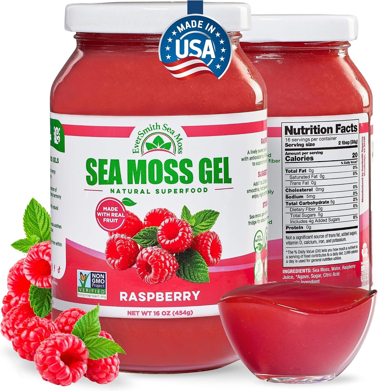 Wildcrafted Irish Sea Moss Gel – Raspberry (473 ml) - görsel 1