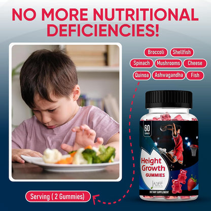 Jadee Height Growth Gummies – Calcium, Vitamin D3, K2, Magnesium, Zinc for Children and Teens