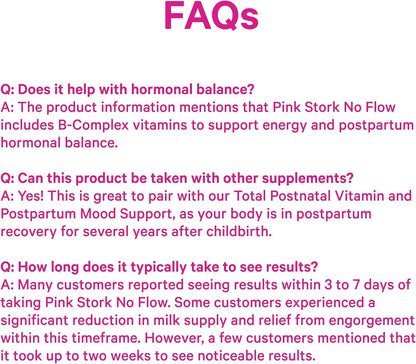 Pink Stork No Flow – Dry Up Breast Milk Supply Capsules, 60 Count