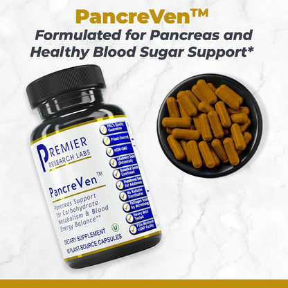 Premier Research Labs PancreVen – Pancreas Support Food Supplement with Organic Ceylon Cinnamon & Prickly Pear – 120 Vegetarian Capsules