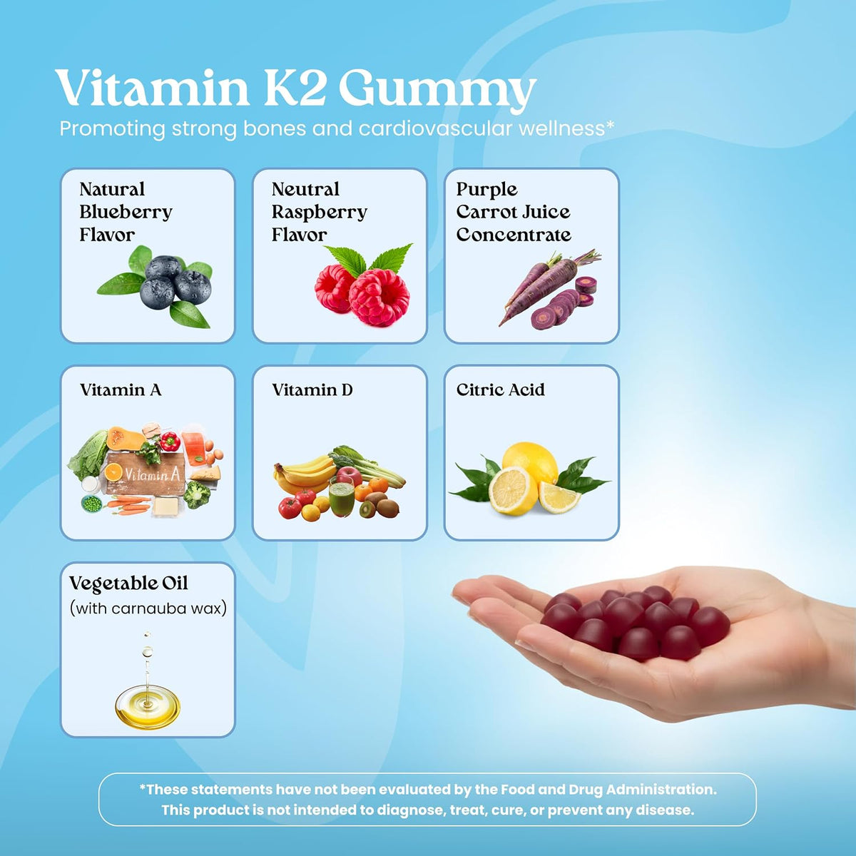 VITA Globe Vitamin K2 Gummy Vitamins – Bone & Heart Support, 60 Gummies - görsel 3