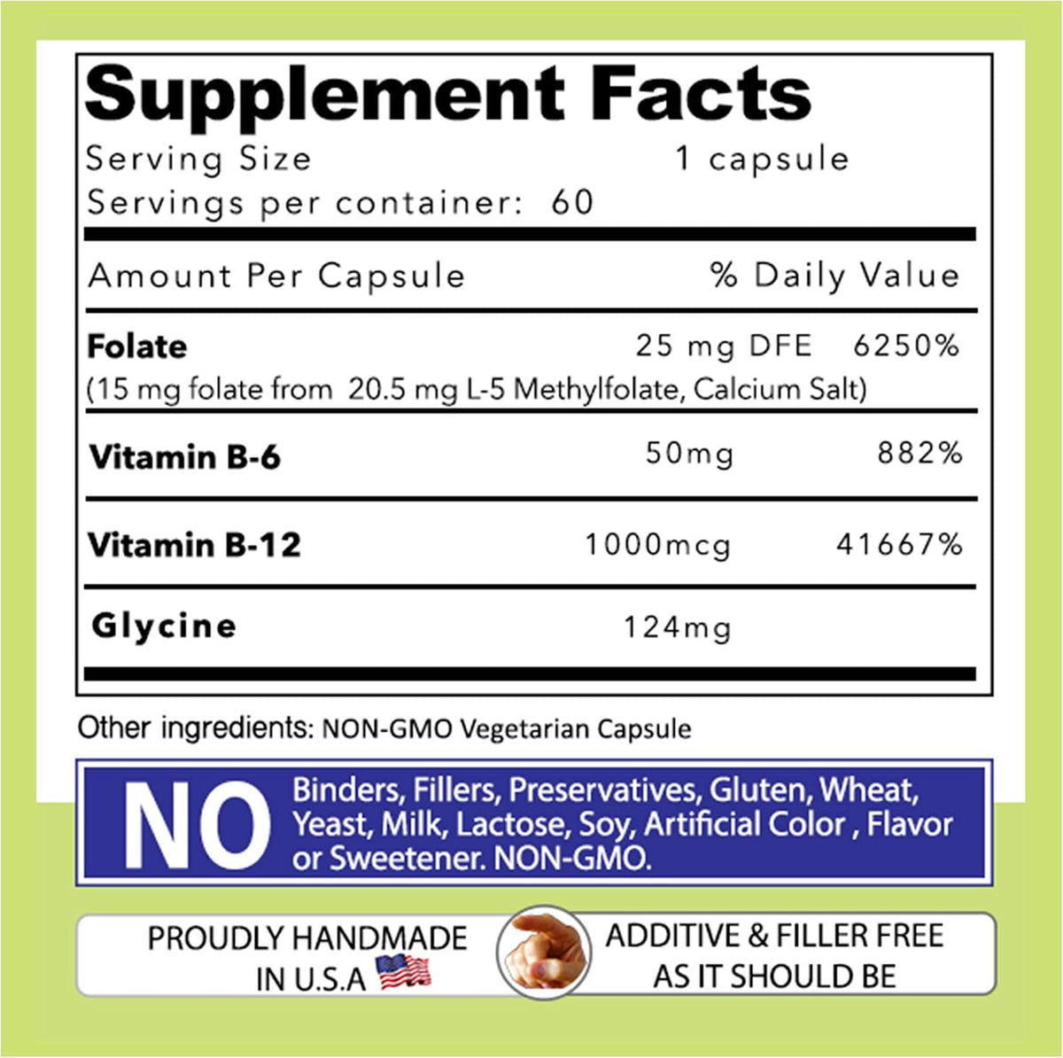 Our Daily Vites L-Methylfolate B Complex Cofactors & Essential Amino Acids - 60 Capsules - görsel 5