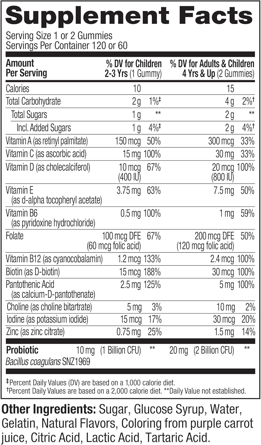 OLLY Kids Multivitamin & Probiotic Gummies - Digestive Support with Vitamins A, C, D, E, B, Zinc - Berry Flavour, 120 Count - görsel 6