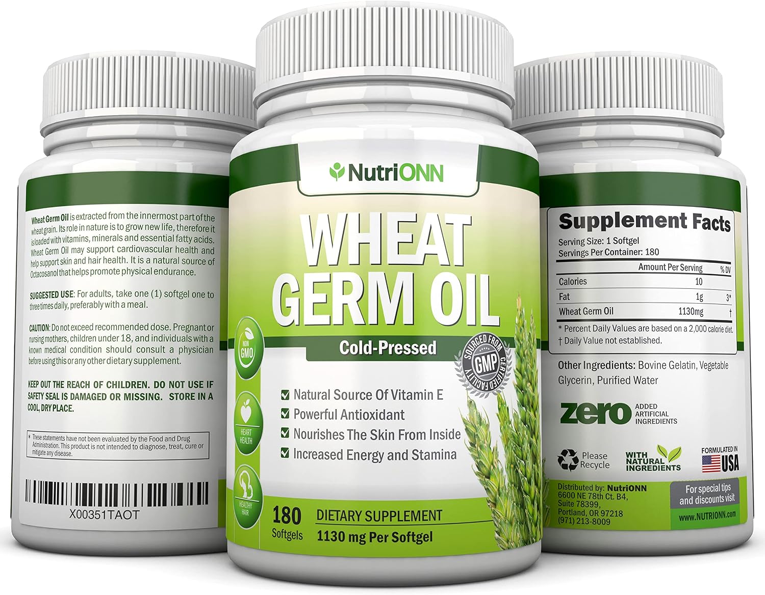 Wheat Germ Oil – 1130 mg – 180 Soft Capsules – Cold-Pressed & Non-GM – Natural Source of Vitamin E - görsel 6