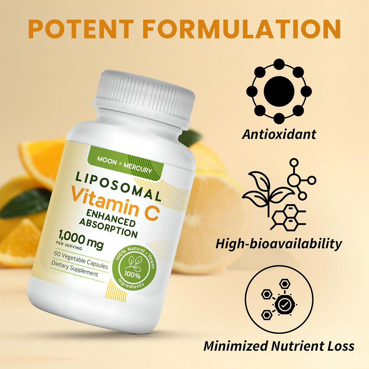 Liposomal Vitamin C 1000mg - 60 Capsules by Moon + Mercury - görsel 4