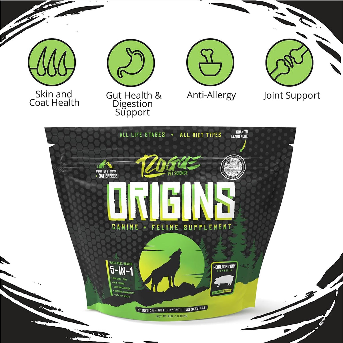 Origins 5-in-1 Dog Supplement - Powdered Food Topper with Natural Heirloom Pork Protein – Image 4
