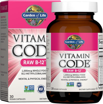 Garden of Life Vitamin Code Raw B-12 - 1000mcg Methylcobalamin - 30 Capsules
