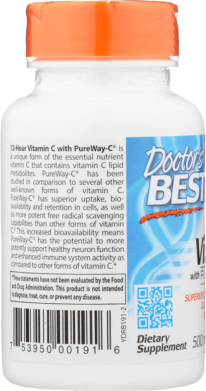 Doctor's Best Sustained Release Vitamin C with Pureway C, Non-GMO, Vegan, 60 Tablets (Pack of 1)