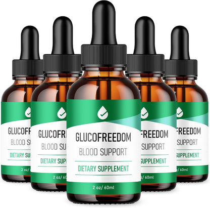 GlucoFreedom Drops (5 Pack) – Official Formula – Liquid Supplement for Overall Wellness – Maximum Strength – Alternative to Pills – 300 ml
