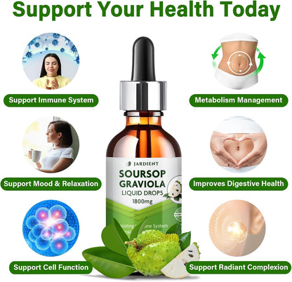 Jardient Soursop Bitters Extract Liquid Oil – Organic Graviola Supplement, 60 ml (2-Pack)