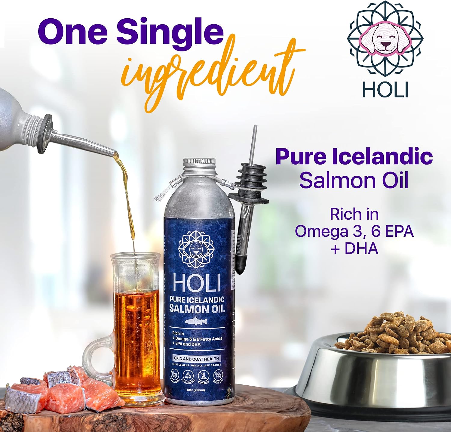 HOLI Salmon Oil for Dogs and Cats – Icelandic Fish Oil, Omega-3 EPA + DHA, Liquid Supplement - görsel 3