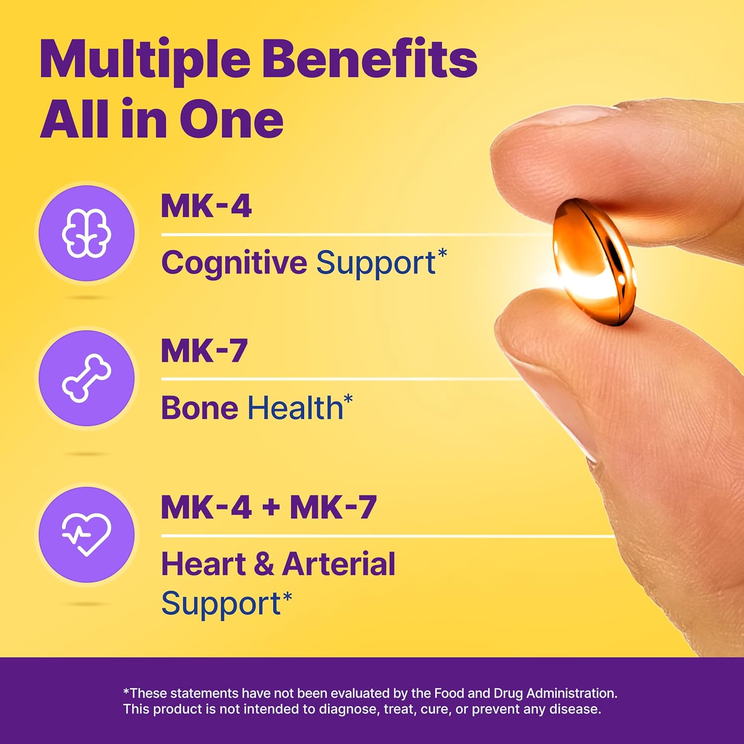 InnovixLabs Full Spectrum Vitamin K2 – 90 Softgels with 600 mcg of Trans Form MK7 and MK4 – Supports Bone Strength, Arterial Health, and Cognitive Function – Soya and Gluten-free - görsel 4