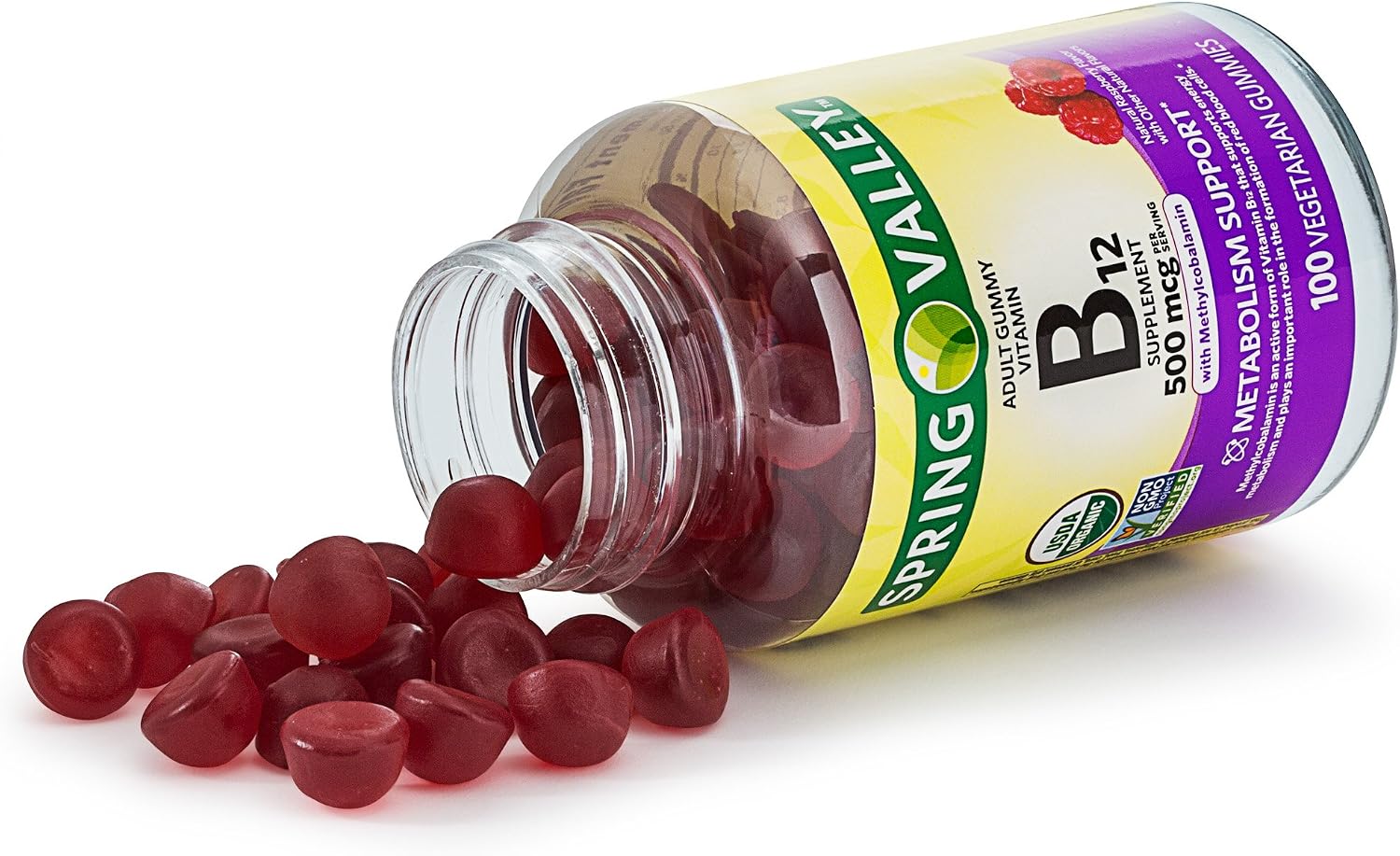 Spring Valley Adult Gummy Vitamin B12, Natural Fruit Flavour, 500 mcg, 100 Gummies - görsel 2