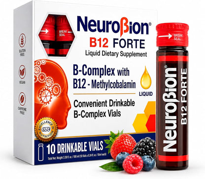 Neurobion Forte Vitamin B Complex Liquid Vials - Methylcobalamin B12, B6, B1 - 10 Oral Vials