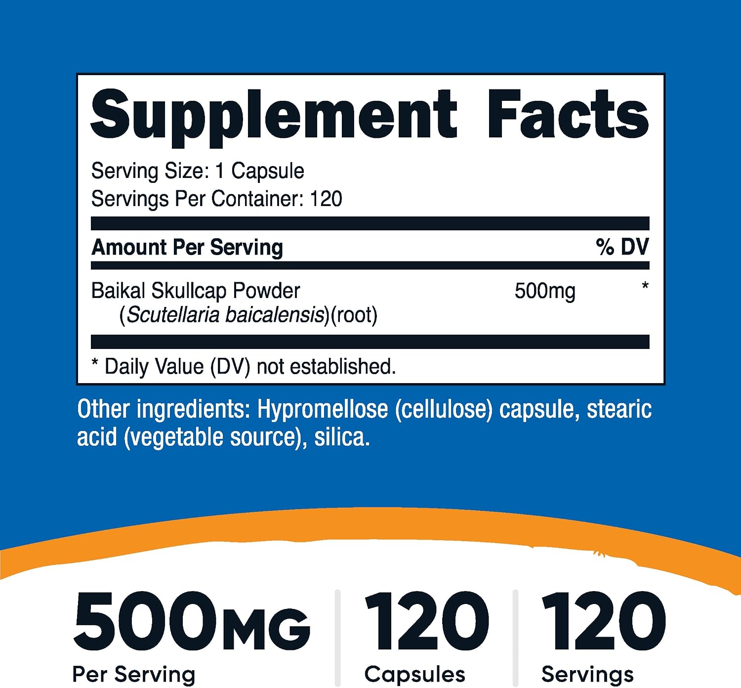 Nutricost Baikal Skullcap 500mg, 120 Vegetarian Capsules - Non-GMO, Gluten-free - görsel 2