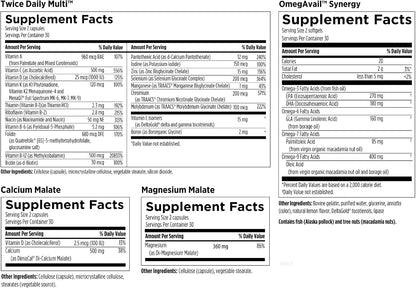 Designs for Health Twice Daily Essential Sachets – Daily Multivitamin with Omega-3 Fish Oil, Calcium, Magnesium and Chelated Minerals (60 Sachets)