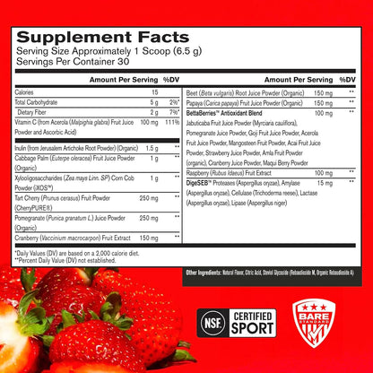 BPN Strong Reds Superfood Powder - Strawberry Flavour, 30 Servings