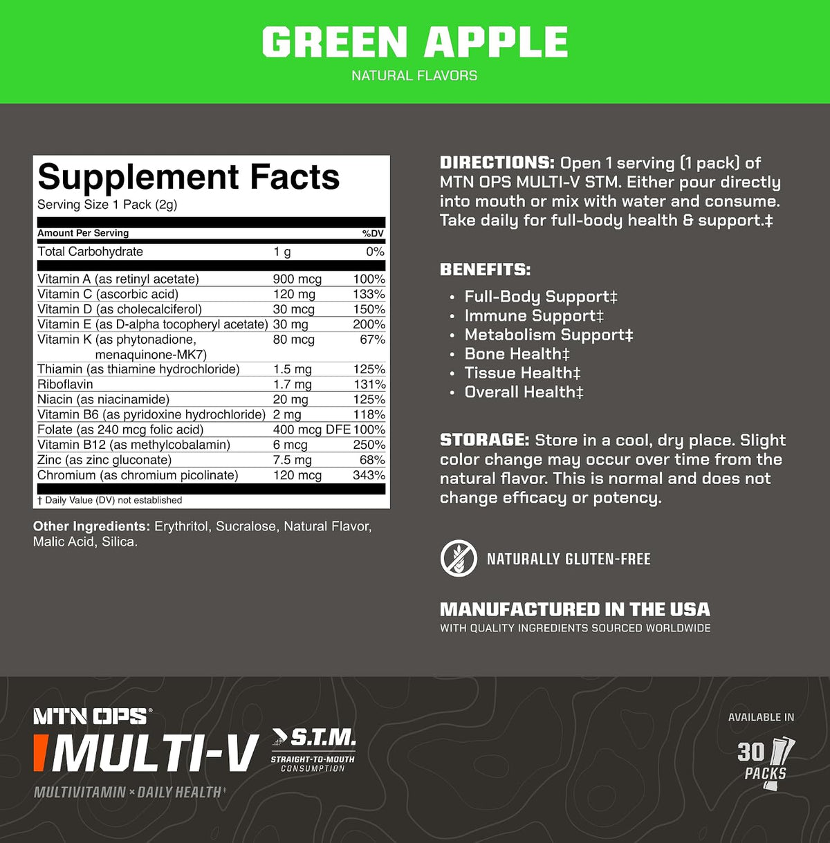 MTN OPS Multi-V STM On-the-Go Daily Multivitamin, 30 Servings - görsel 10