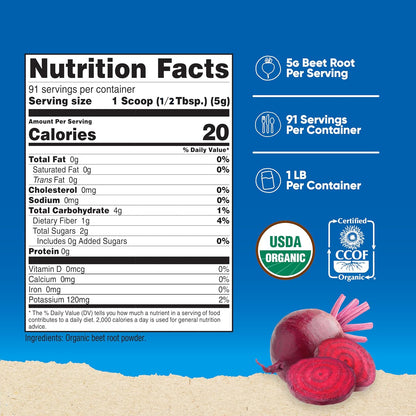 Nutricost Organic Beet Root Powder 454 g - Vegan, Superfood, Certified Organic