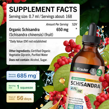 BIO KRAUTER Schisandra for Calm & Relaxation - Liquid Mood Support Supplement, 118 ml