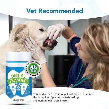 Spanielbuns Dental Powder for Dogs - Plaque Control & Tartar Remover, Breath Freshener with Probiotics (80 g)