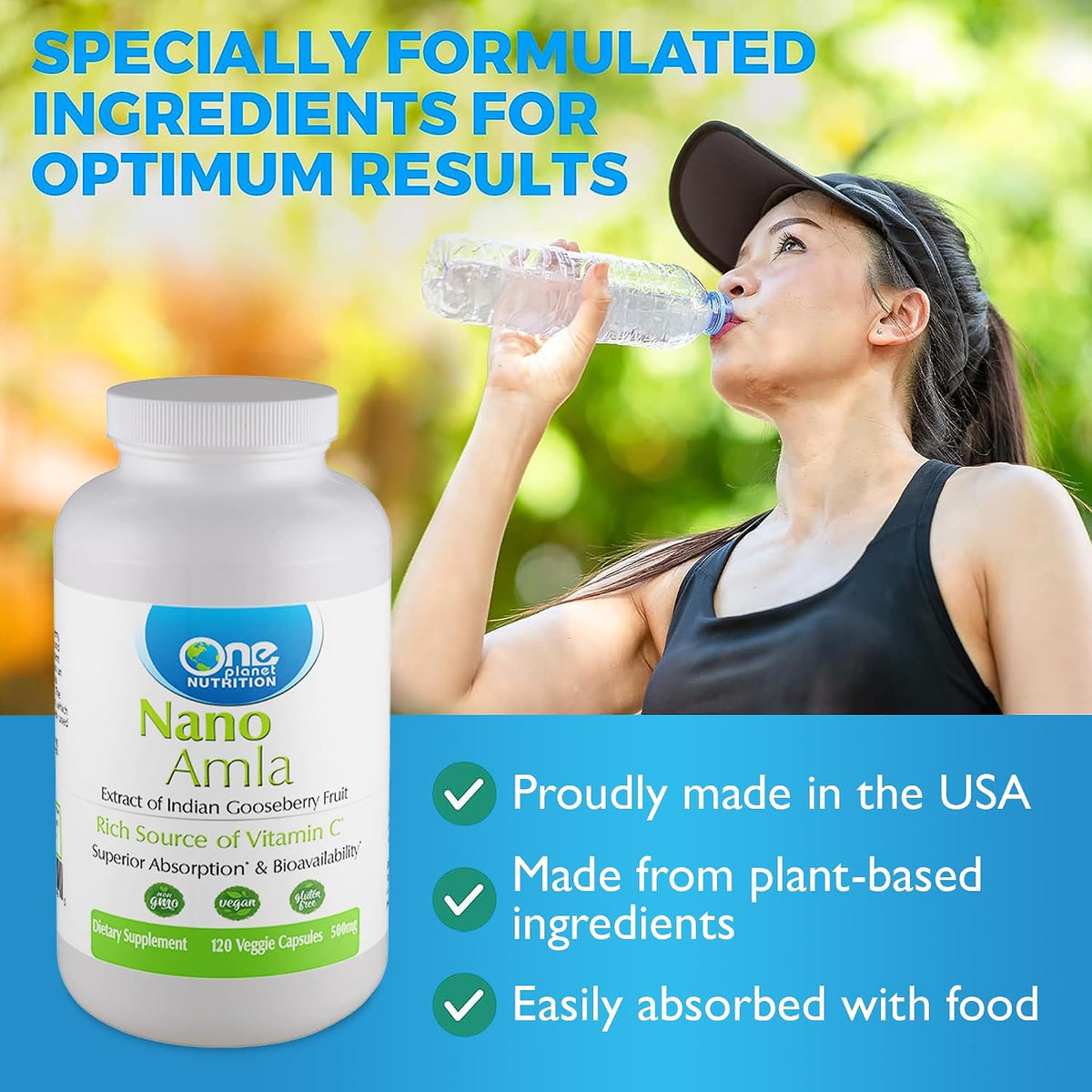 One Planet Nutrition Nano Amla 500 mg Vegetable Capsules – Amla Fruit Extract for Immune Function and Collagen Formation, 120 Servings - görsel 6