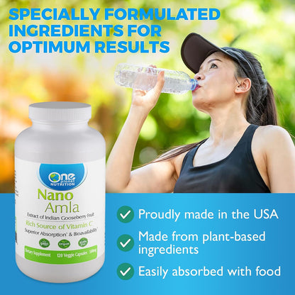 One Planet Nutrition Nano Amla 500 mg Vegetable Capsules – Amla Fruit Extract for Immune Function and Collagen Formation, 120 Servings