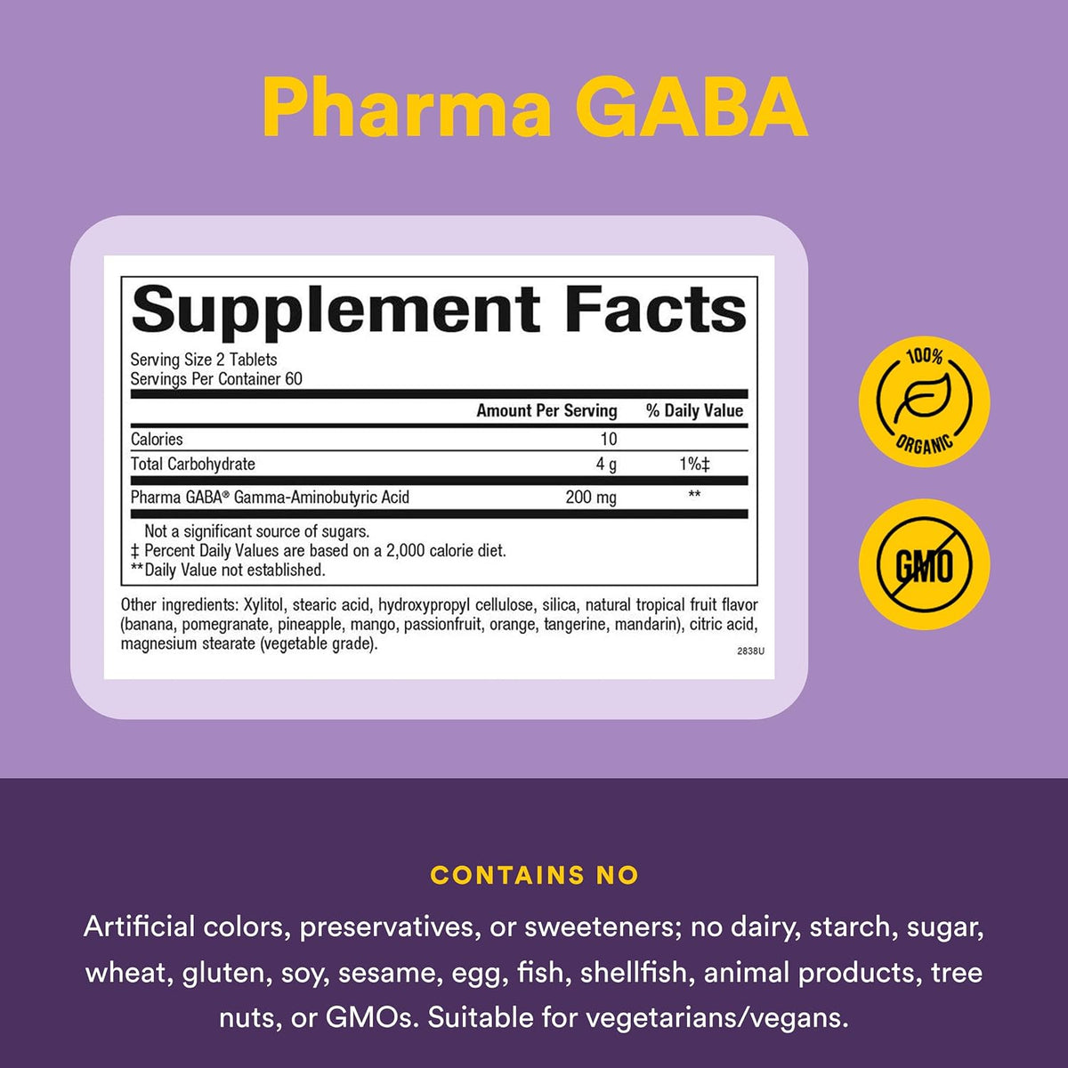 Natural Factors Pharma GABA - 120 Chewable Tablets (60 Servings) - görsel 4