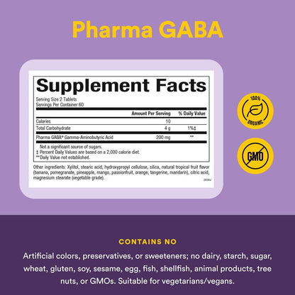 Natural Factors Pharma GABA - 120 Chewable Tablets (60 Servings)