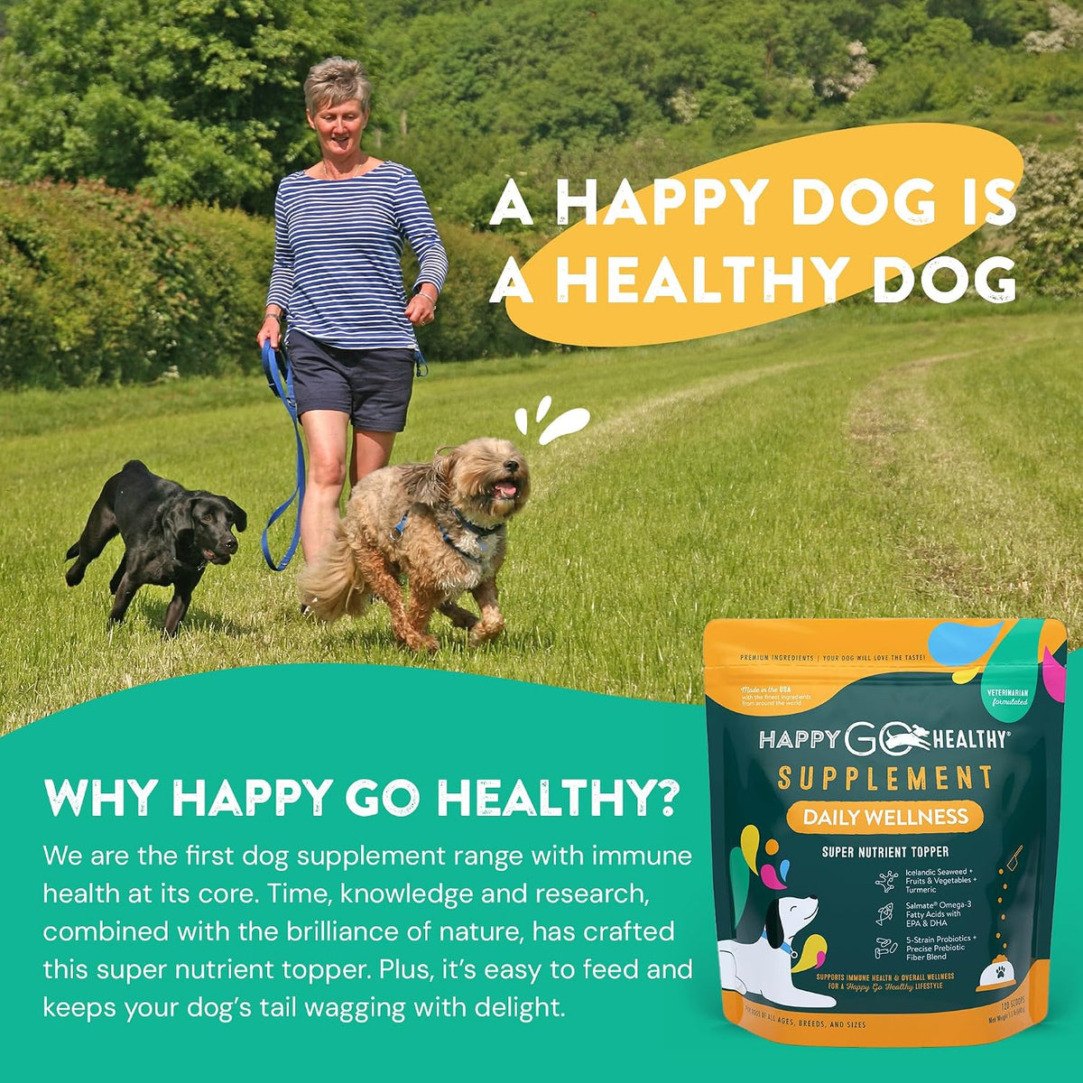 Happy Go Healthy Daily Wellness Supplements for Dogs - Probiotic & Prebiotic with Fish Oil & Seaweed, 120 Count - görsel 6