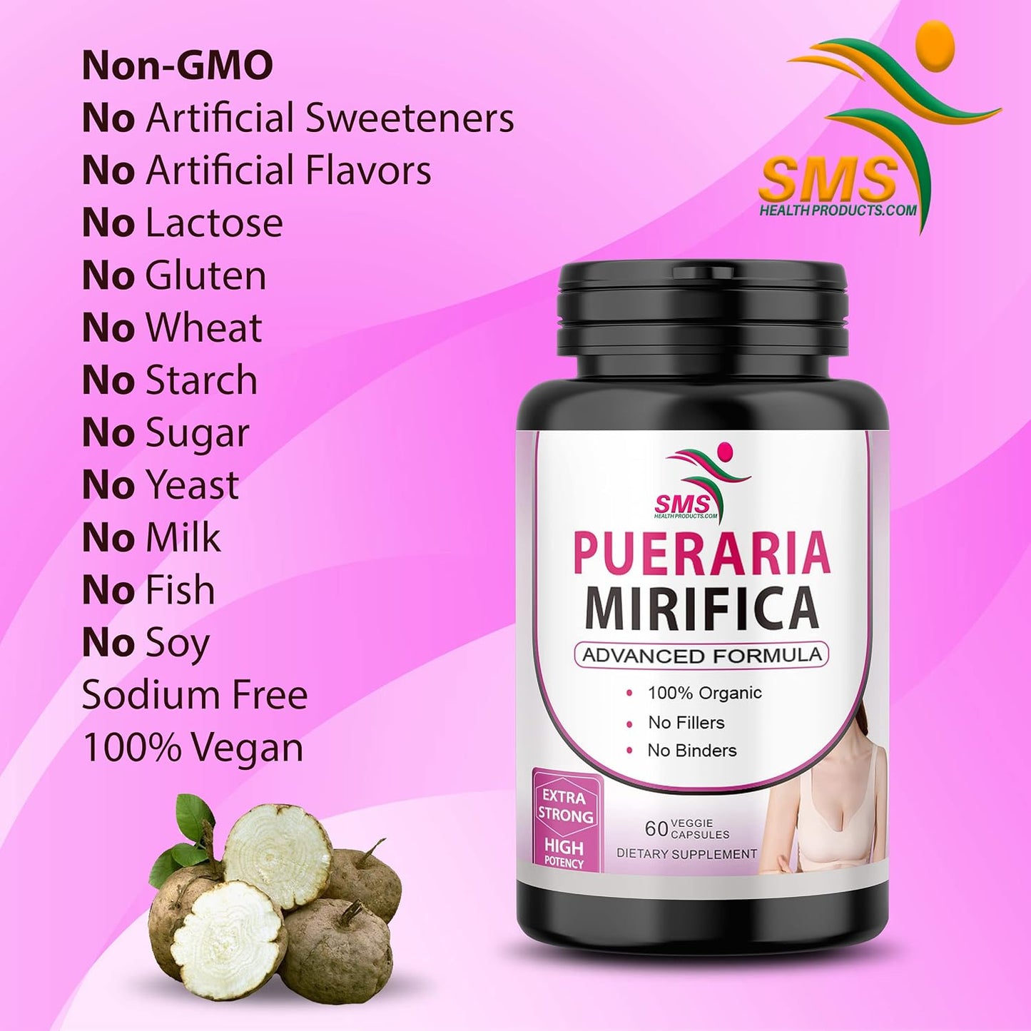 Pueraria Mirifica (Kwao Krua Kao) Supplement Capsules – Pure Root 10:1 Concentrated Extract, Premium Organic, 60 Veggie Capsules - görsel 4
