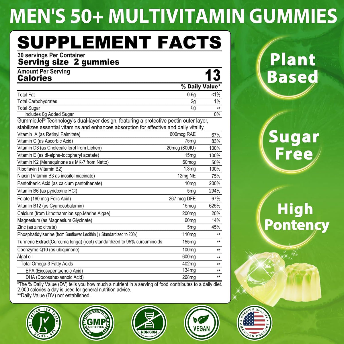 NEVISS Men's 50+ Multivitamin Gummies - Sugar-Free with Omega-3 & CoQ10 - görsel 2
