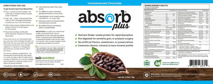 Absorb Plus Isolate Protein - Gut Health Supplement, 1 kg Unsweetened Chocolate