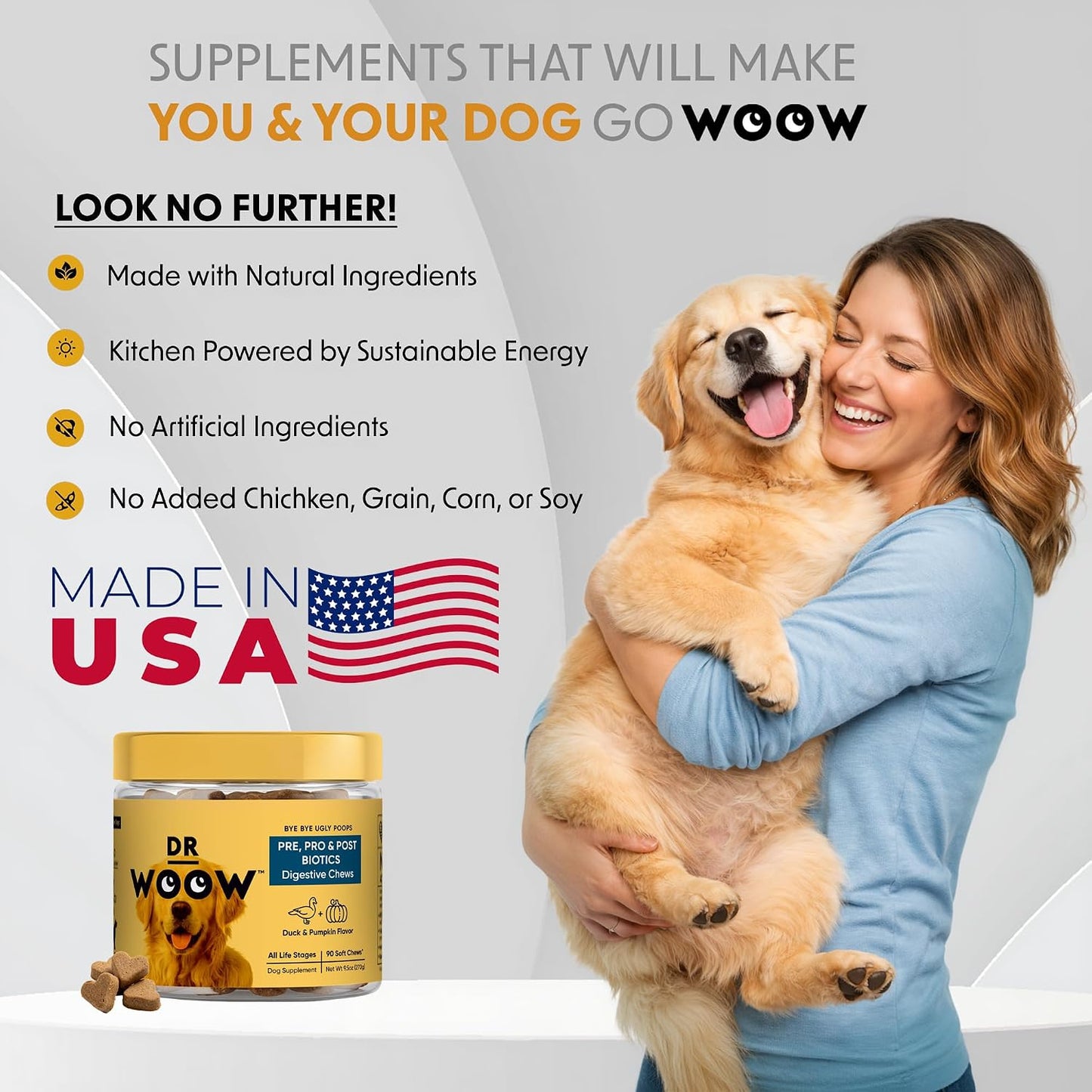 DR WOOW Probiotics for Dogs Soft Chews – Duck & Pumpkin Flavour (90 Count) - görsel 4