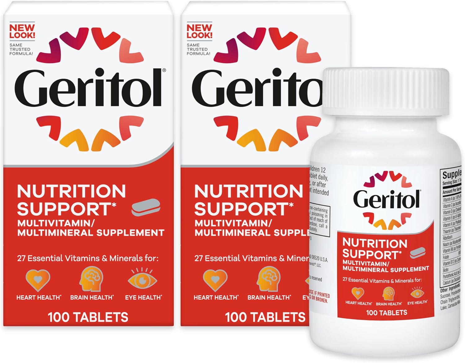 Geritol Multivitamin Supplement - 27 Essential Vitamins and Minerals, B-Vitamins, Iron, Antioxidants - Gluten-Free, Non-GMO - 100 Tablets (Pack of 2) - görsel 1