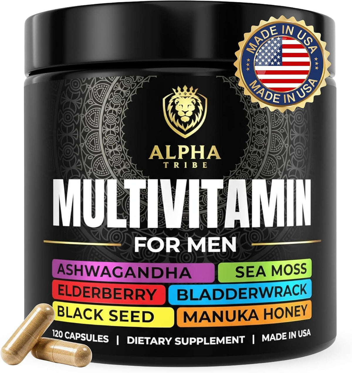 Alpha Tribe Multivitamin for Men with Sea Moss, Black Seed Oil, Ashwagandha, and Turmeric - görsel 1