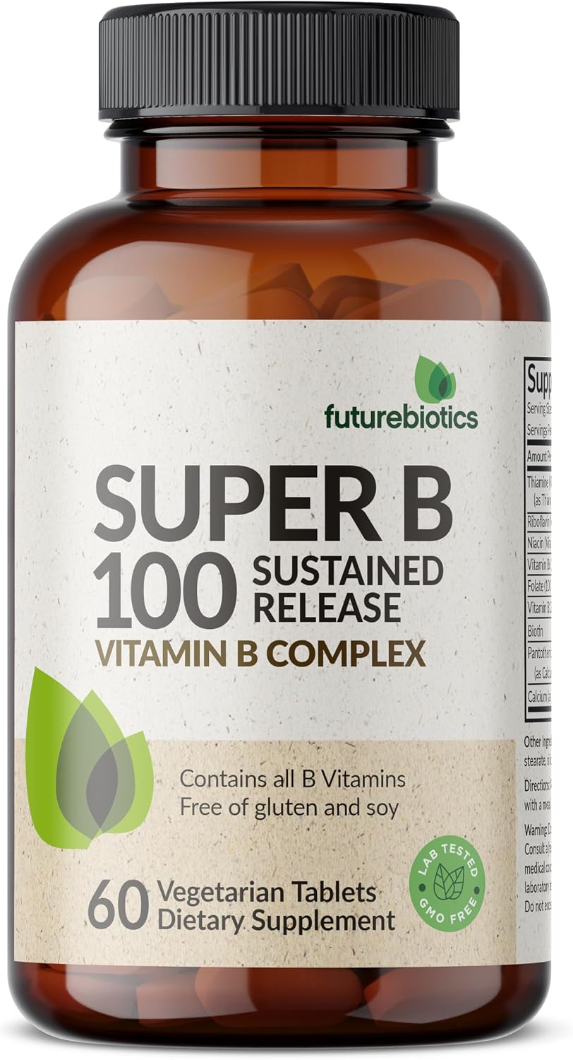Futurebiotics Super B 100 Sustained Release Vitamin B Complex, Non-GMO, 60 Vegetarian Tablets - görsel 6