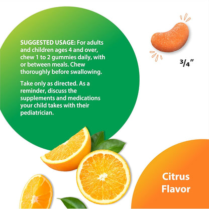 Rainbow Light Vitamin C Gummies – 60 Count – Citrus Flavoured – with Vitamin E – Immune & Antioxidant Support for Adults and Kids