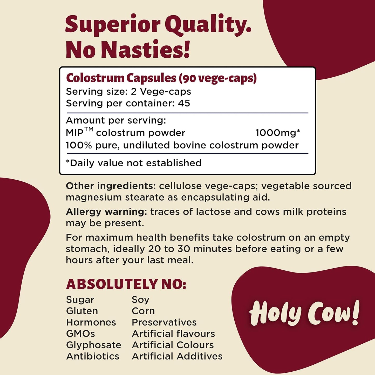 Holy Cow Health Colostrum Capsules – Pure, Undiluted, Highly Bioactive – for Gut and Immune Support - görsel 7